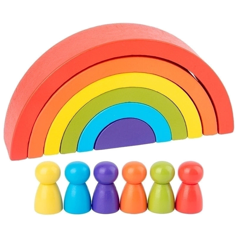 Wooden Colorful Rainbow Semicircle Arch Building Blocks