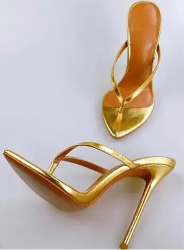 VCSHOES Pink Blue Yellow Mixed Color Leather Clip Toe Thin Heels Slippers Women Pointed Toe High Heel Slide Shoes