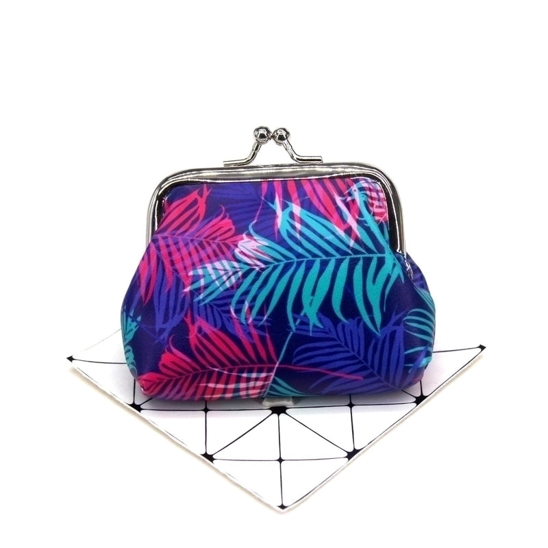 Women’s Leaves Pu Leather Buckle Coin Purses
