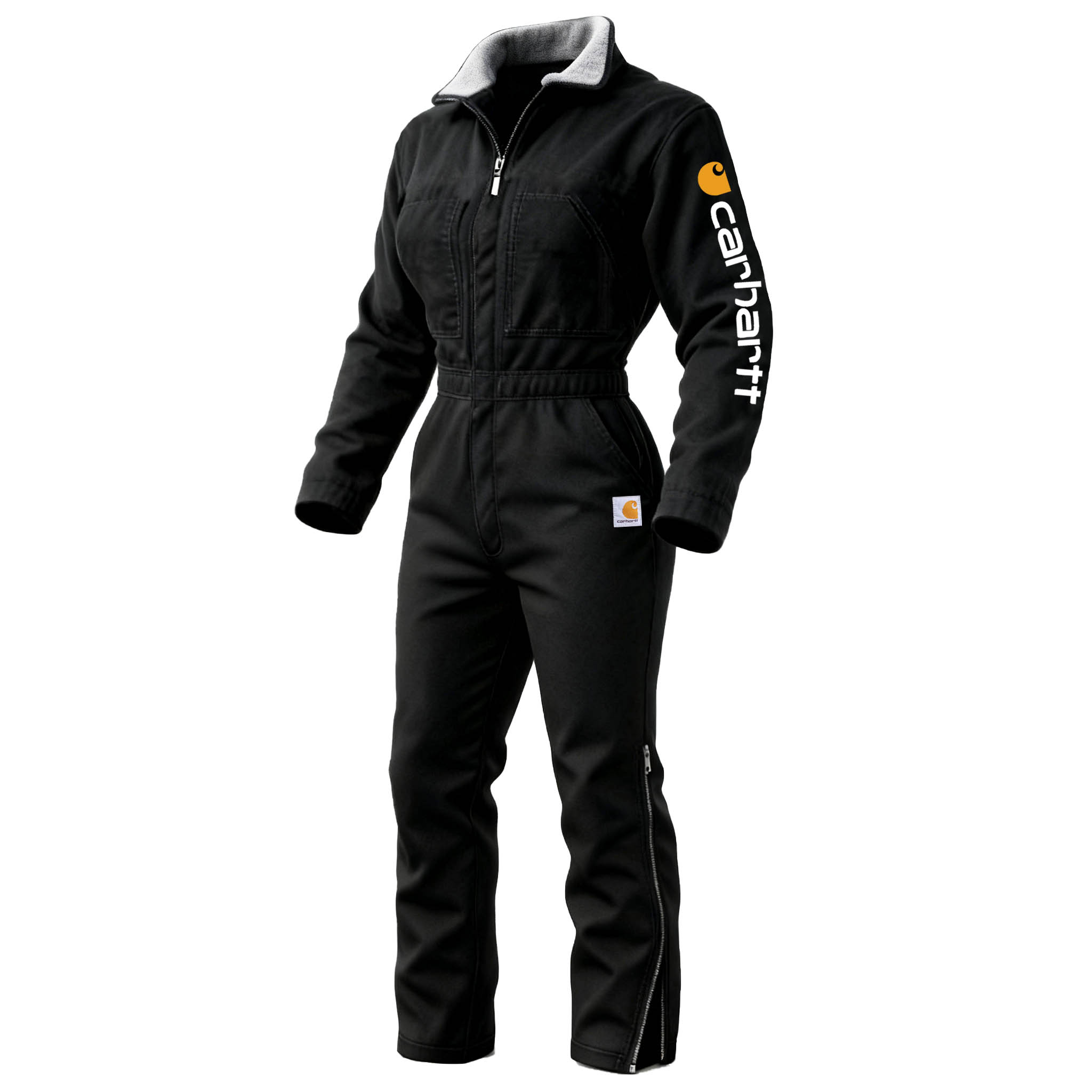 Women's Vintage Black Duck Work Fleece Insulated Coverall Long Sleeve Jumpsuit
