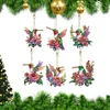 (US Local)6Pcs Double Sided Hummingbird Holding A Flower Diamond Art Keychains Crafts