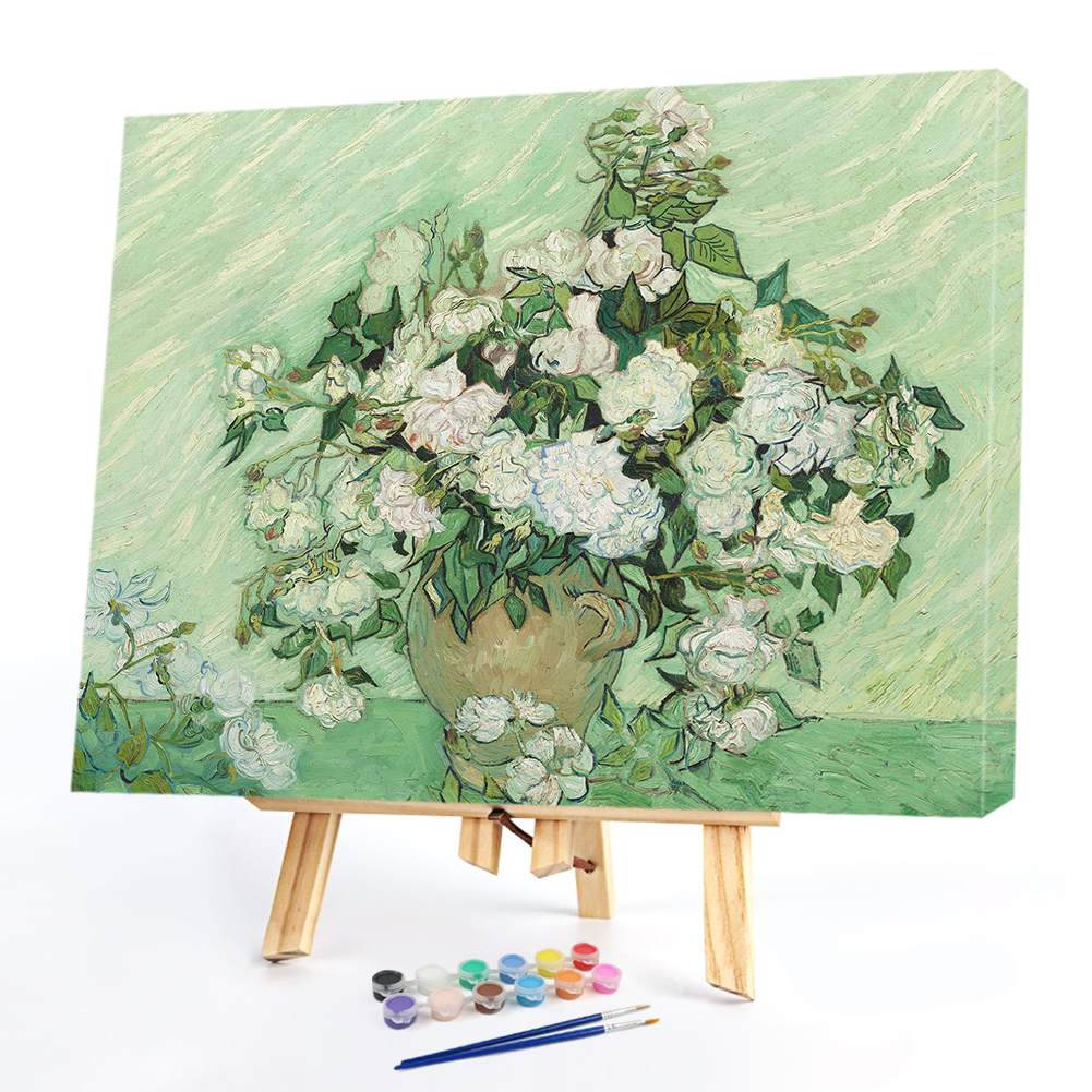 

40*50CM Paint By Numbers-White Rose, 501 Original