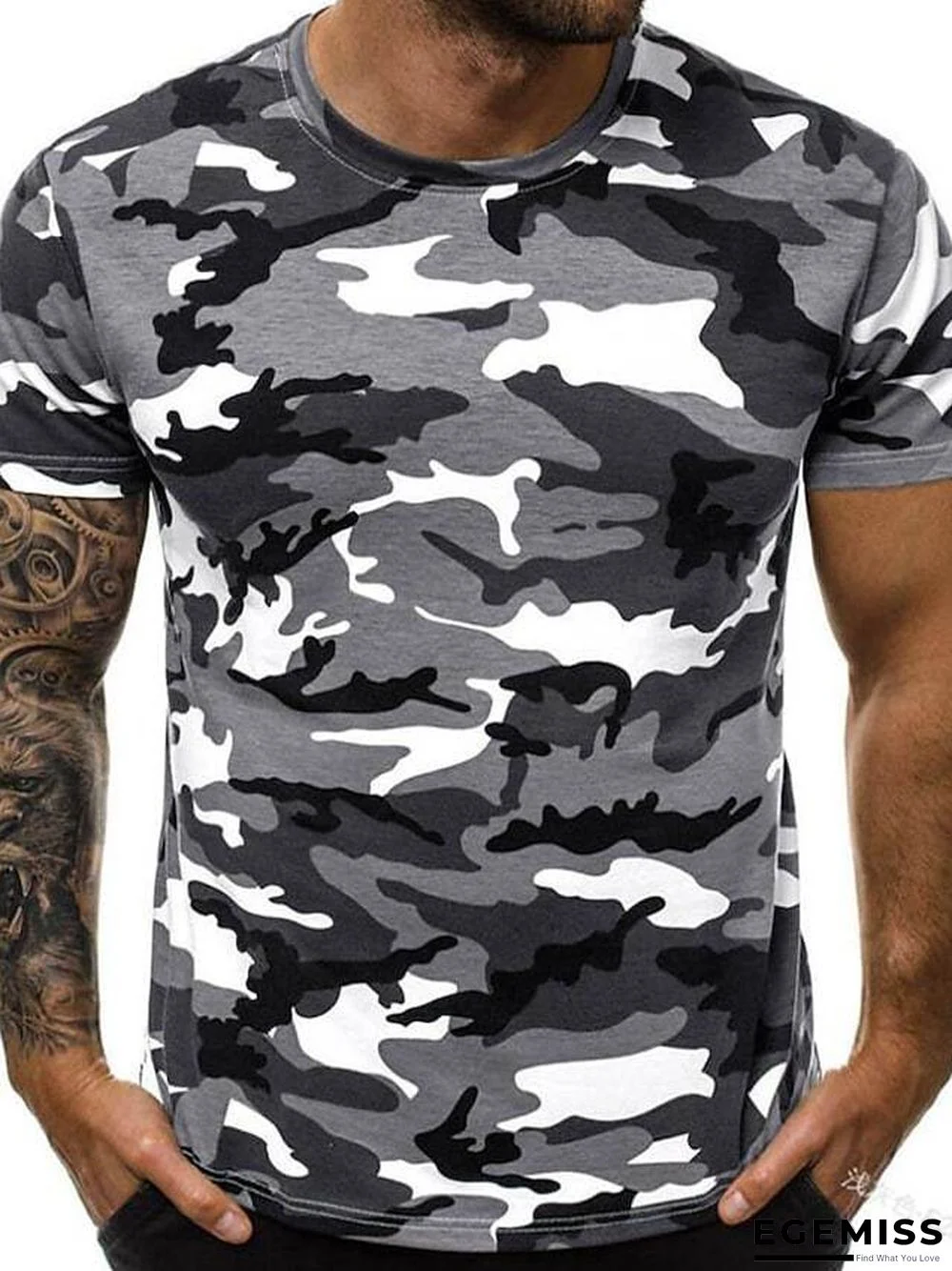 Men's T shirt Shirt non-printing Camo / Camouflage Short Sleeve Daily Tops Round Neck | EGEMISS