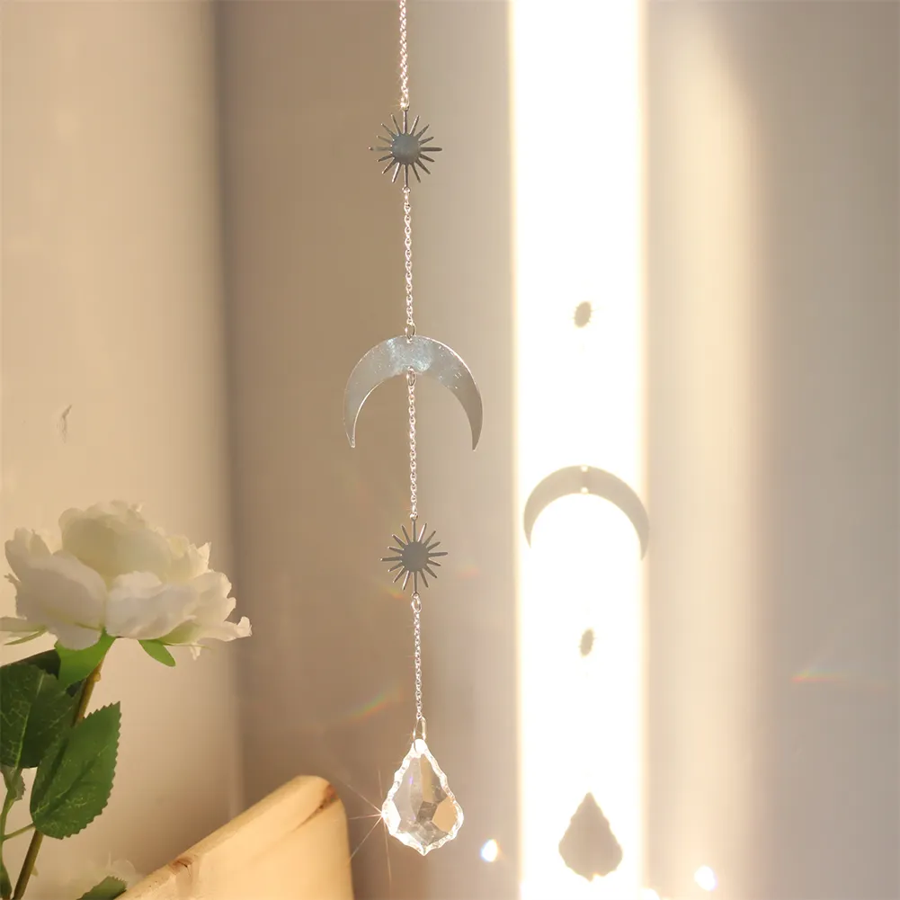 Wind Chime Crystal Catcher Hanging Ornaments Moon Prisms Home Room Pendant