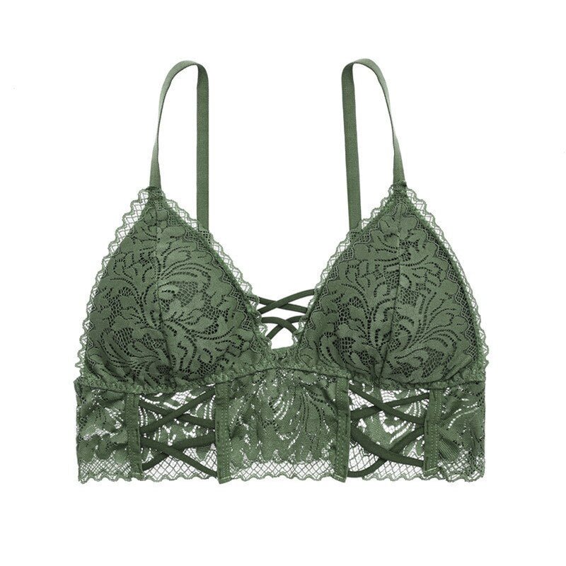 FINETOO Sexy Tops Women Hollow Out Bralette Wireless Bra Sexy Lace Bralette Women Tanks Comfortable Padded Top Sexy Lingerie New