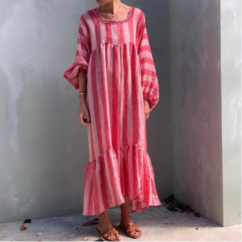 Casual Striped Loose Oversize Dress For Women MusePointer