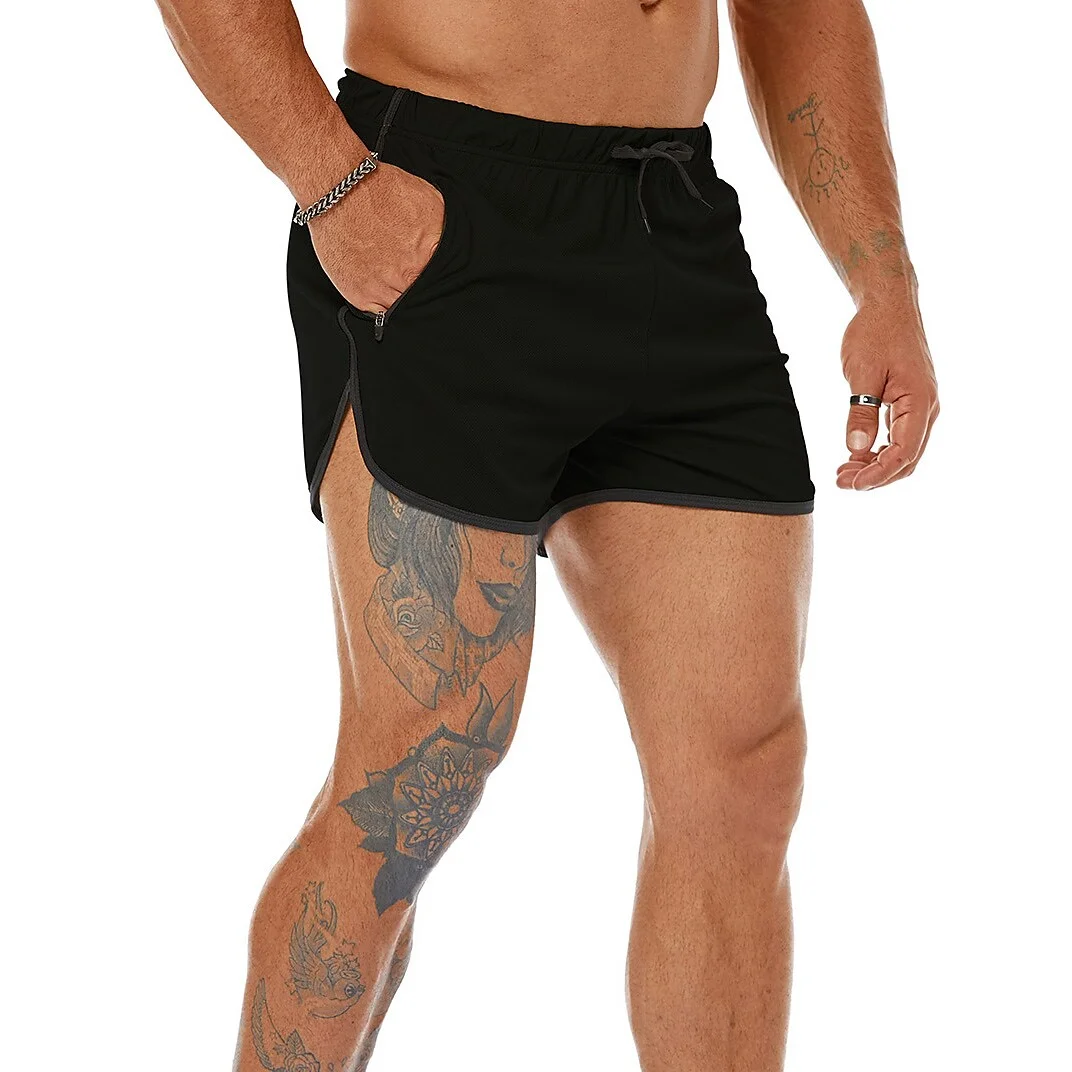 Men's Running Shorts Pocket Drawstring High Waist Bottoms  Breathable Quick Dry Solid Colored