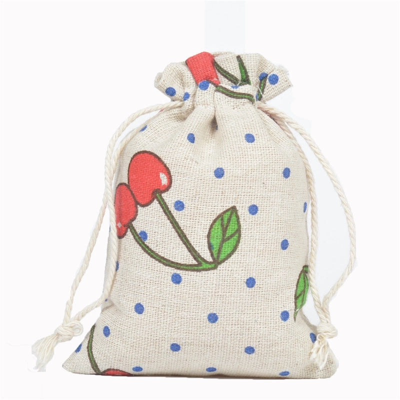 Printed Cotton Bag Cotton And Linen Drawstring Cloth Bag Mosquito Repellent Packaging Bag Jewelry Gift Storage Pastoral Style Small Bag