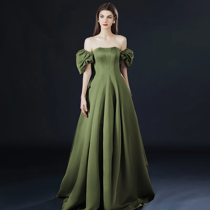 Uveng Uveng Shoulder Evening Dress 2025 New Atmospheric Long Dress Annual Conference Host Graduation Party Dress