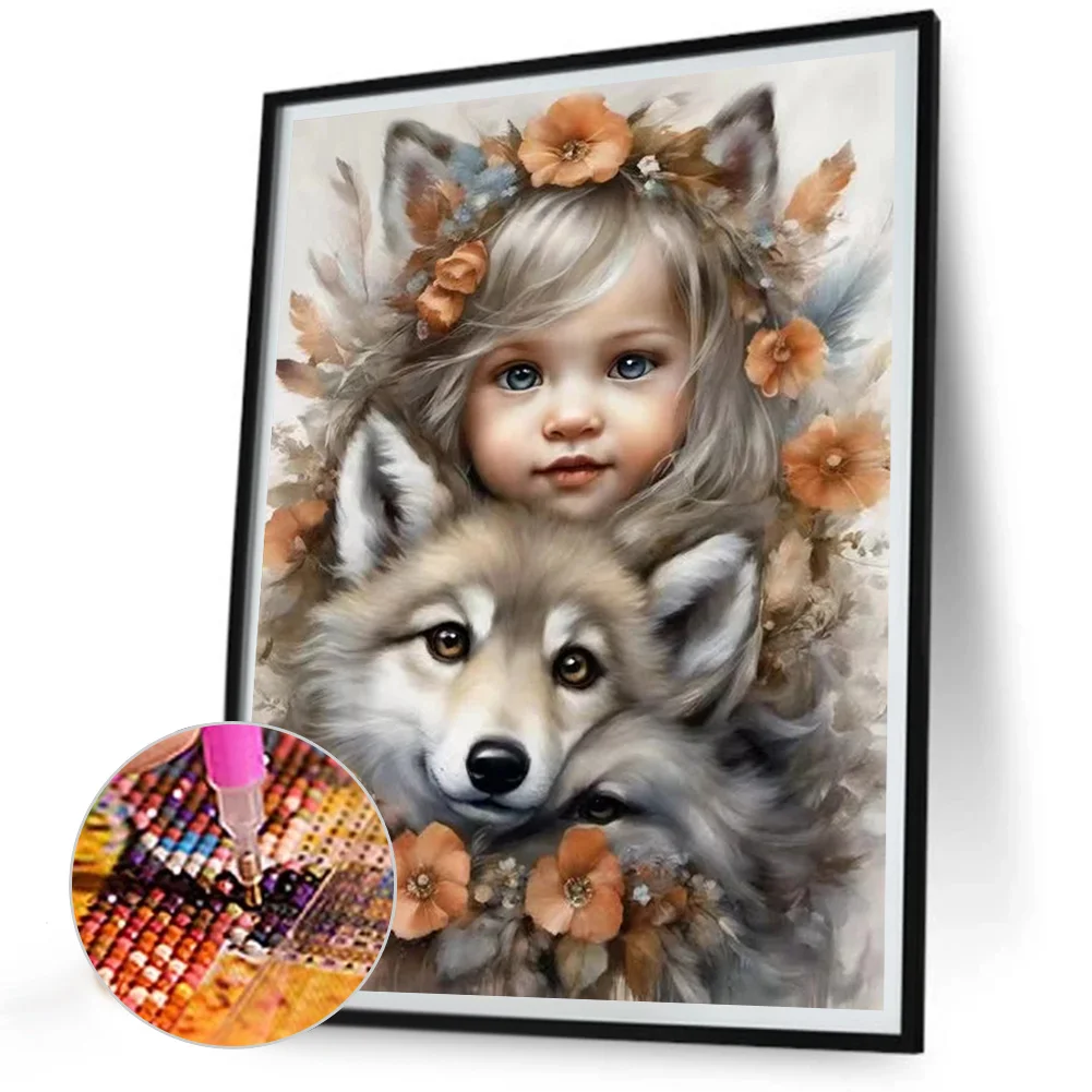 Diamond Painting - Full Round Drill - Cute Pet Girl(Canvas|30*40cm)