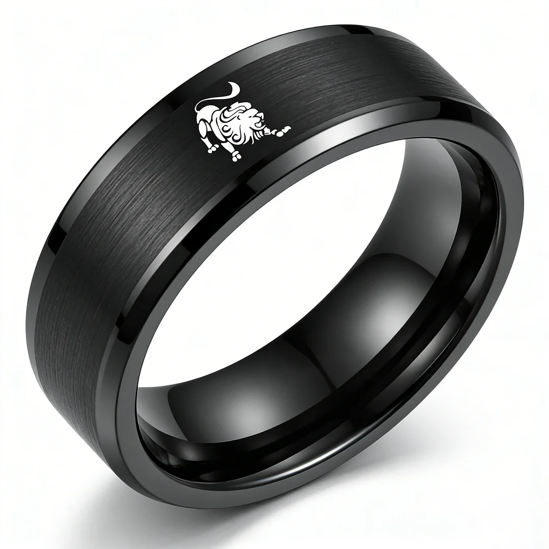 Mens Womens Flat Leo Tungsten Carbide Ring Black Couple Wedding Bands Top Comfort Fit 4MM 6MM 8MM