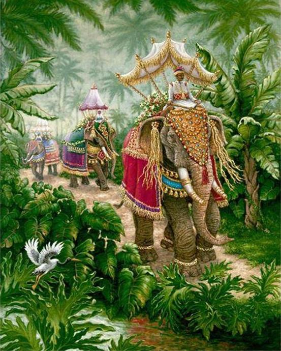 

Travelling Elephants – Paint By Numbers - 40*50CM, 501 Original