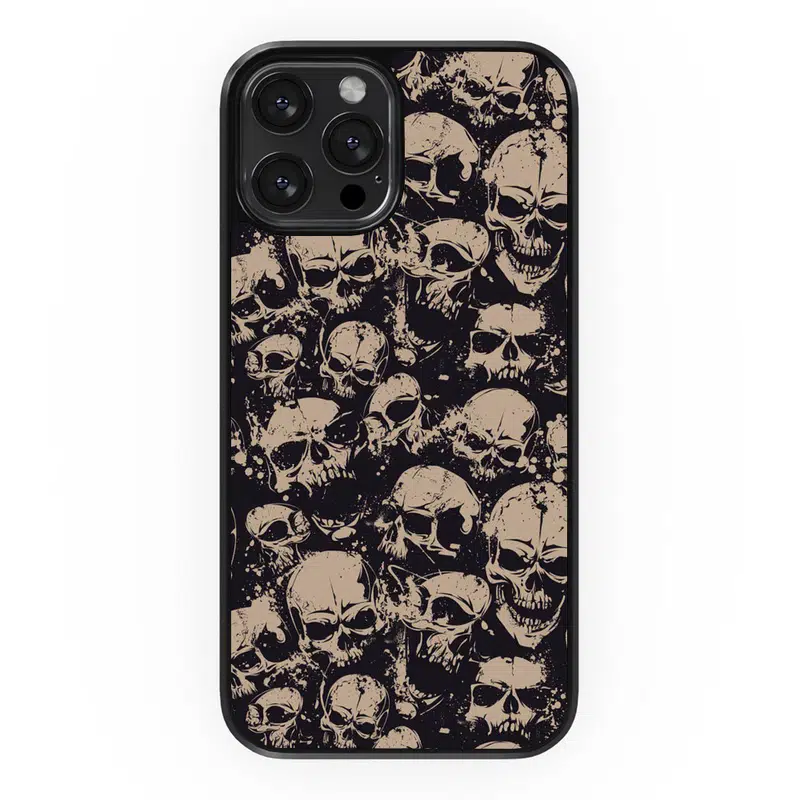 Skull Pattern Case For IPhone 11/12/13/14-Black Border
