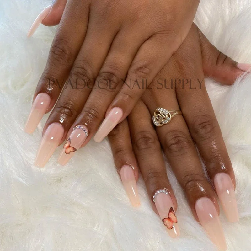 Gel X Full Cover Nails Base Color Sculpted Coffin Long False Tips for Nail Extension System-Nail Inspo