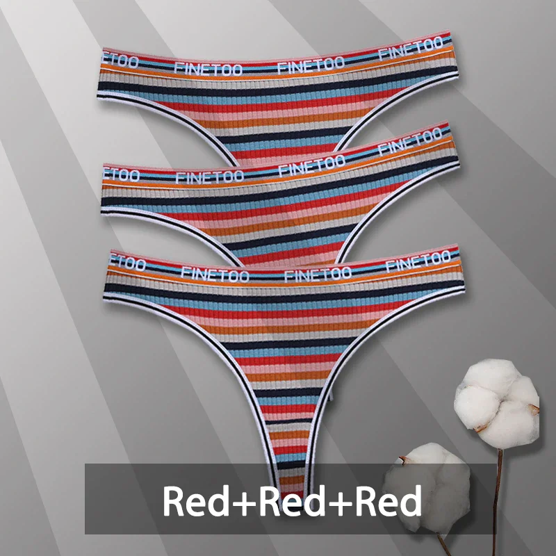 Billionm Colorful Cotton Panties for Women Sexy Striped Underwear G-string Thong Panty Female Breathable Soft Intimate Lingerie