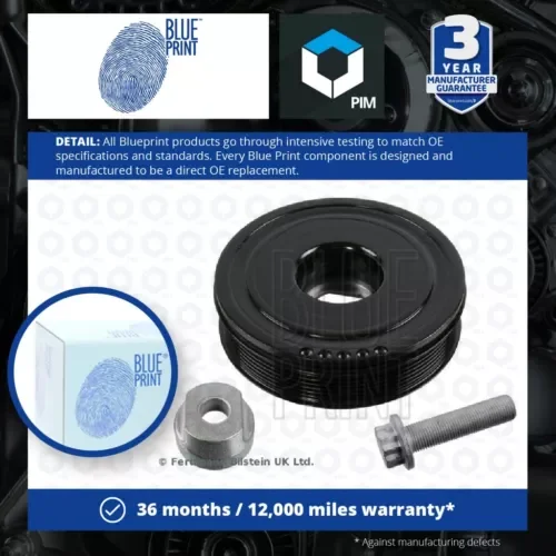 Crankshaft Pulley fits RENAULT KOLEOS Mk2 2.0D 2016 on M9R868 Belt Blue Print Parts
