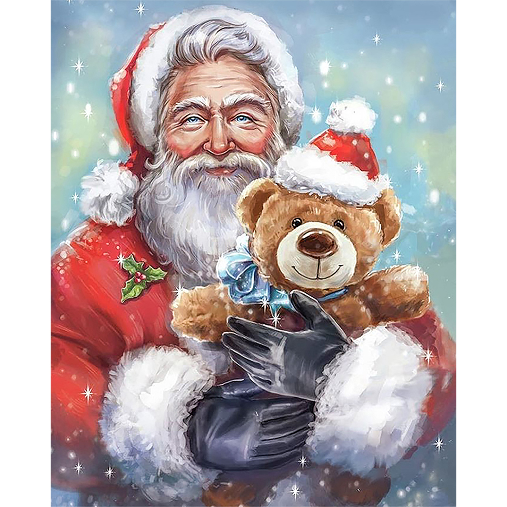 

45*55CM - Round Drill Diamond Painting - Santa with Bear, 501 Original