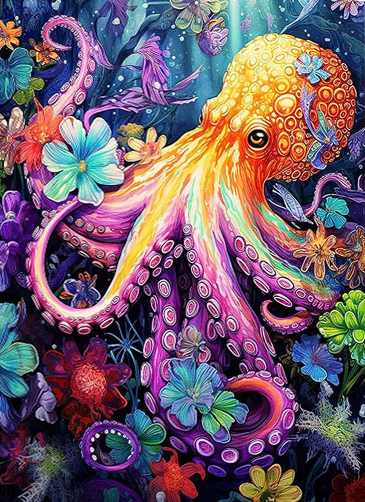 Colorful Octopus 30*40CM(Canvas) Full Round Drill Diamond Painting gbfke