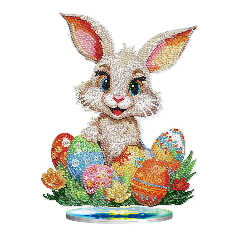 DIY Easter Egg Bunny Diamond Painting Acrylic Desktop Ornaments Kit for Office Desktop Decor