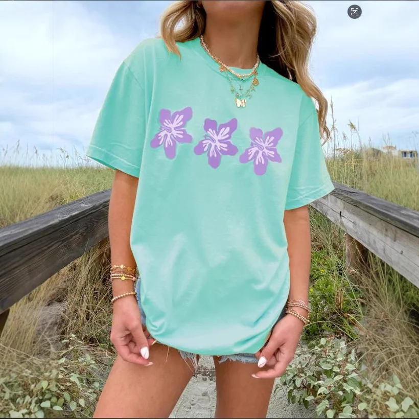 Athvotar Athvotar Print A Wide-Cut Short-Sleeved Women's T-Shirt Large Version Of Casual T-Shirt Top