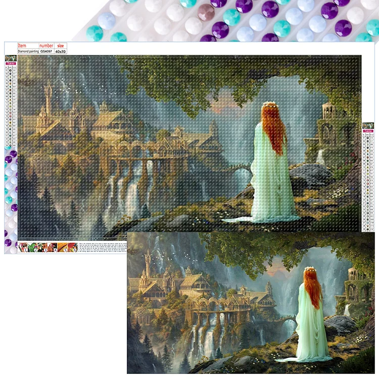 Castle And Princess 70*40CM (Canvas) Full Round Drill Diamond Painting gbfke