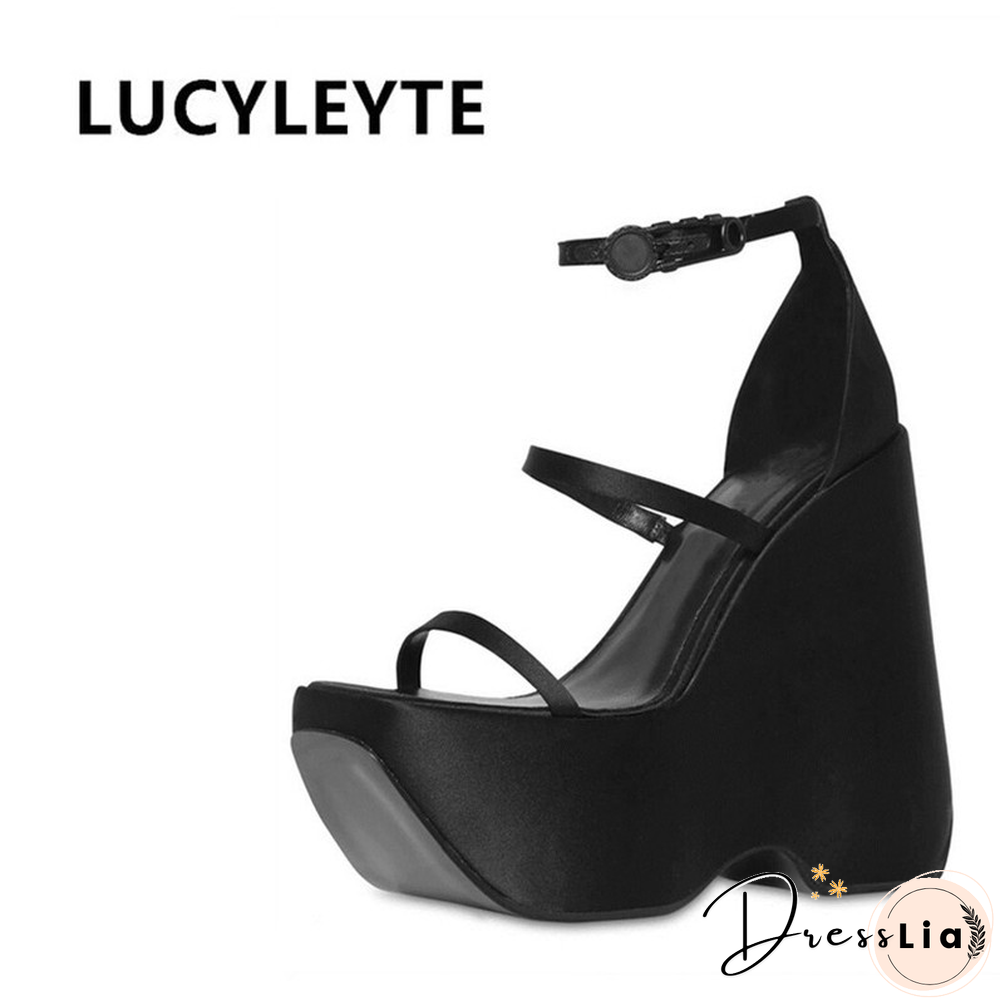 Women's Summer New Style Platform Wedge Heels European And American Fashion Thin Belt Combination Mixed Color Sandals