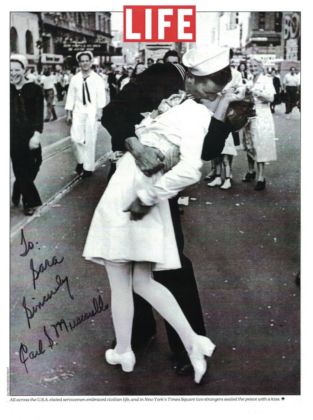 Carl Muscarello Signed Autographed 8.5x11 Photo Poster painting V-J Day WWII Time Square Sailor