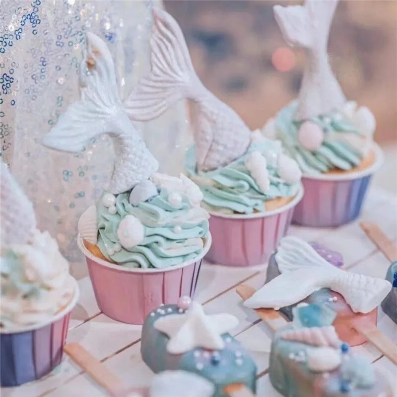 10/30pcs Cupcake Paper Cup Oilproof Cupcake Liner Muffin Baking Cup Tray Case Wedding Mermaid Birthday Party Cake Decorations