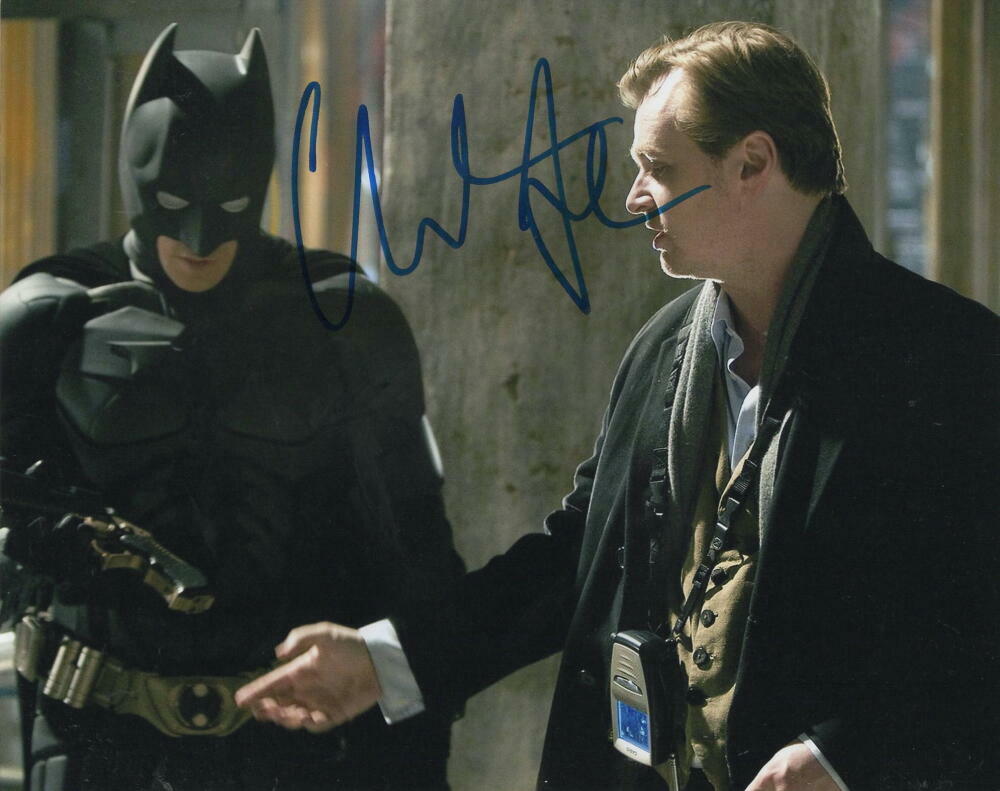 CHRISTIAN BALE SIGNED AUTOGRAPH 8X10 Photo Poster painting - BATMAN W/ CHRISTOPHER NOLAN, RARE