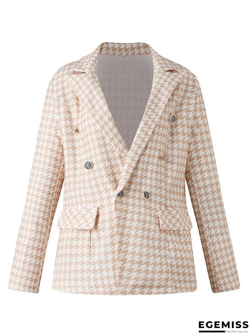 Hounds tooth Casual Blazers Light-colored suit hounds tooth plaid double-breasted jacket | EGEMISS