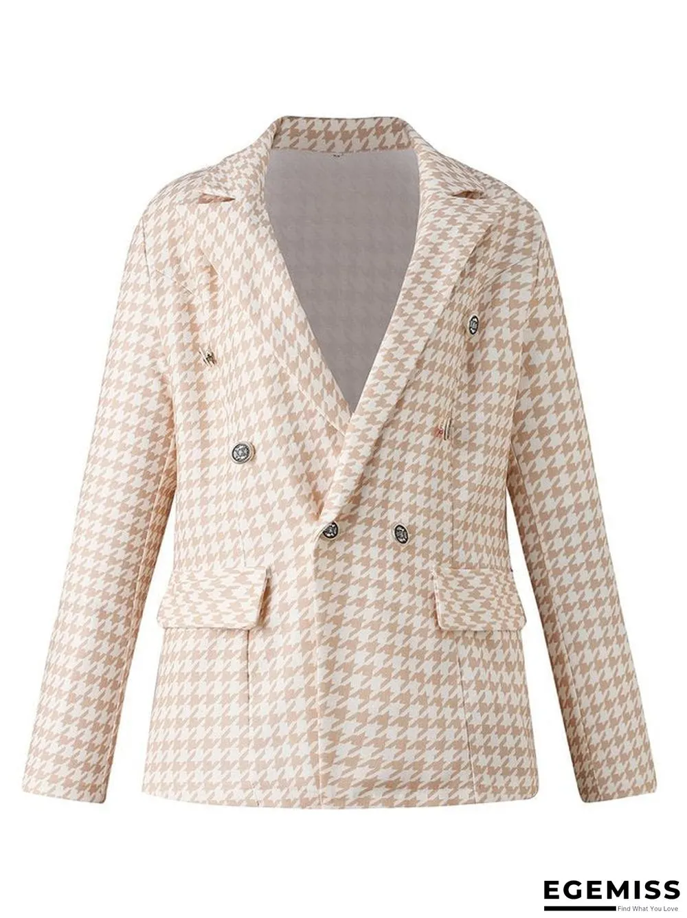 Hounds tooth Casual Blazers Light-colored suit hounds tooth plaid double-breasted jacket | EGEMISS
