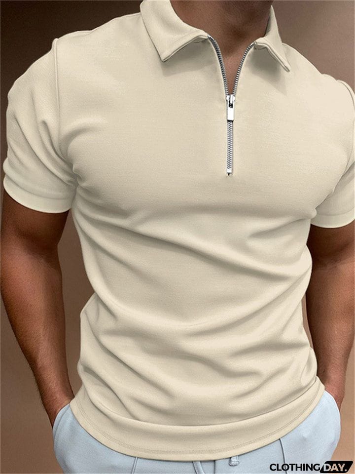 Summer Short Sleeve White Polo Shirt Mens