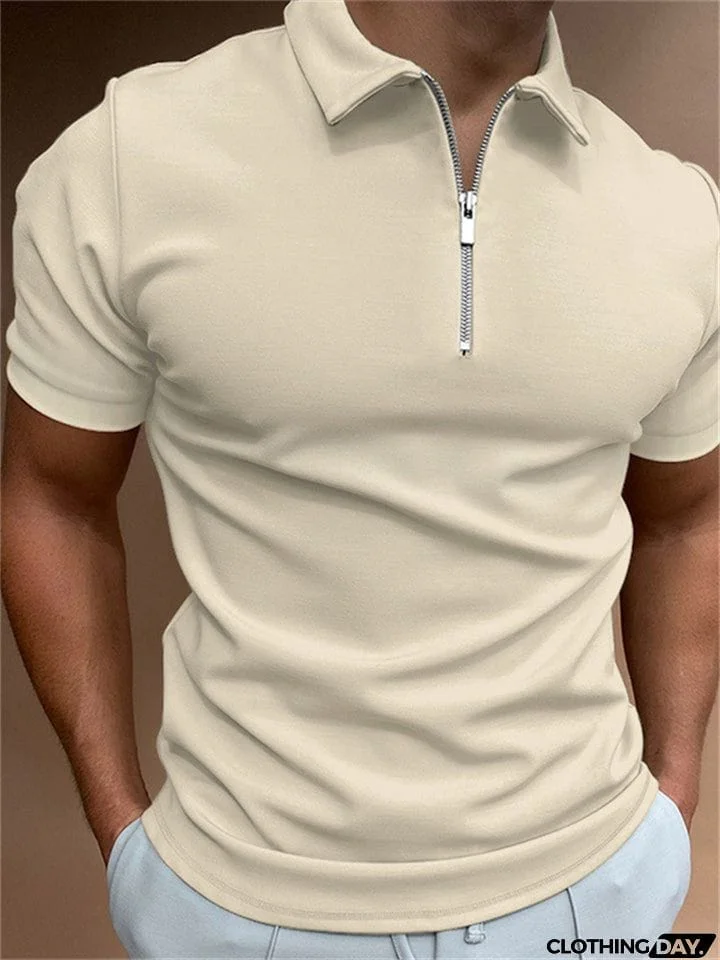 Summer Short Sleeve White Polo Shirt Mens