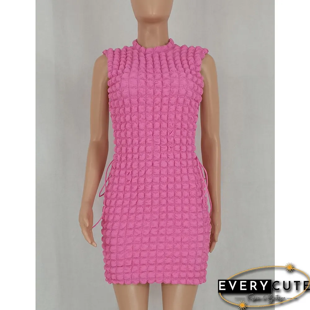Pink Side Lace-up Sleeveless Bodycon Dress