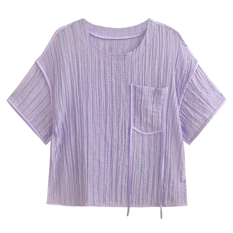 Thin See-Through Short Sleeve T-Shirt - yankia