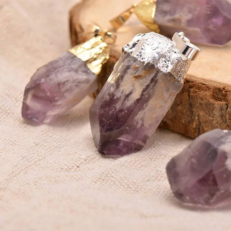 Natural Crystal Gemstone Citrine Amethyst Happiness Necklace
