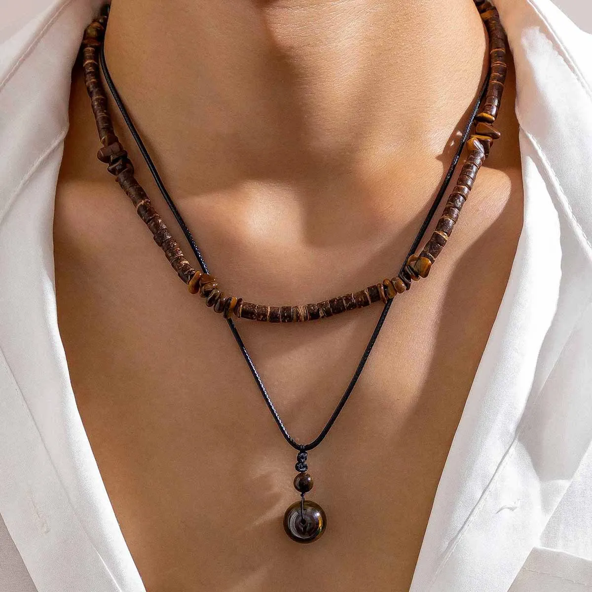 Tiger Eye Stone Layered Necklace Main Image