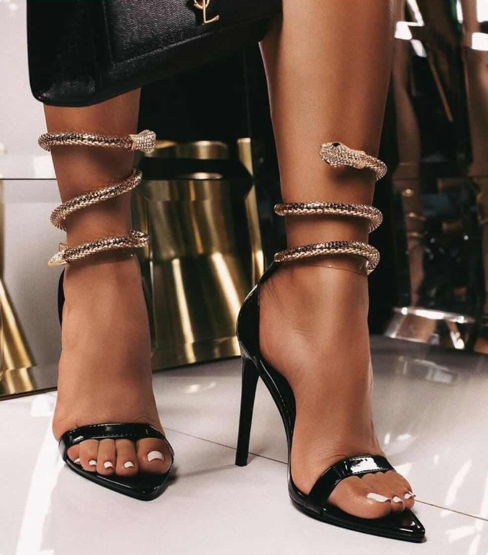 2021 Summer Women Sexy Pumps Sandals Stiletto Pointed Toe Ladies High Heels Fashion PU Snake Transparent Female Party Shoes Hot
