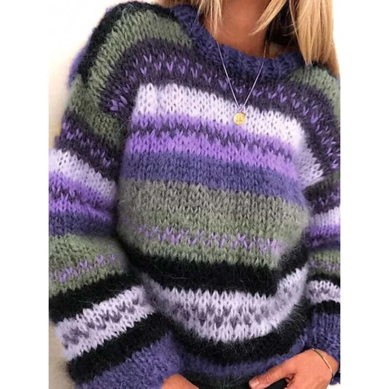 Rainbow Casual Warm Sweater Women