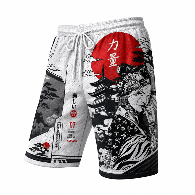 Techwear Red Sun Warrior Athletic Shorts