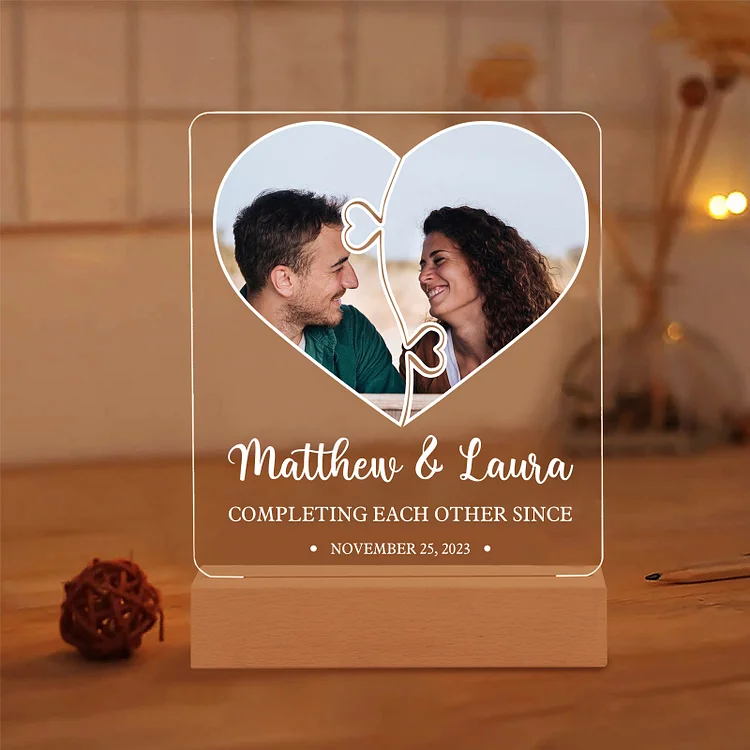 Photo-Personalized Couple Frame Custom Names LED Night Light Anniversary Gift For Couple