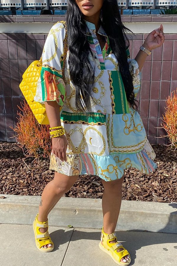 Fashion Loose Big Brand Print Shirt Dress
