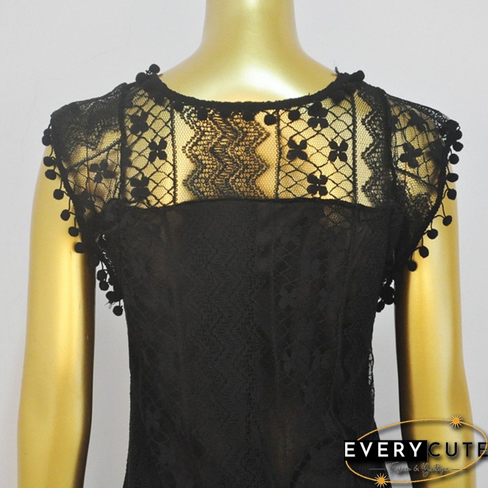 Summer Dress Women Casual Beach Short Dress Tassel Black White Mini Lace Dress Sexy Party Dresses Vestidos S-XXL