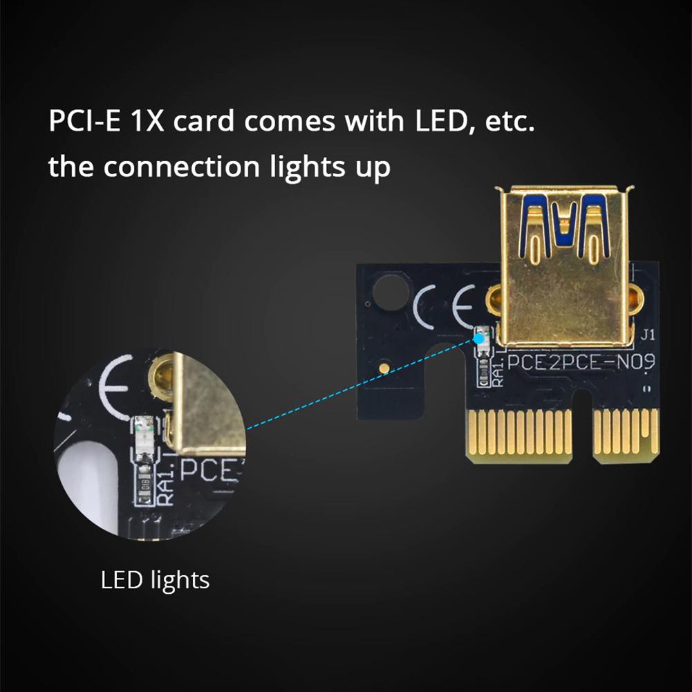 

VER009C-PLUS PCIe Riser with LED USB 3.0 PCI-E 1X to 16X Extender (Red), 501 Original