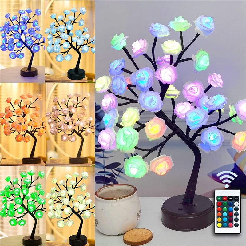 Rose Tree Lamp ,Table Lamp Colorful Rose Flower Tree Light 16 Color、、sdecorshop