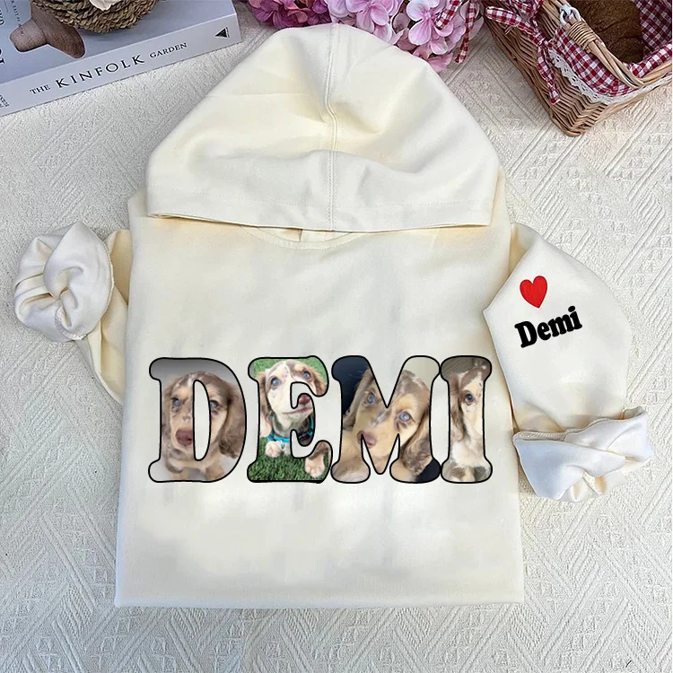 Custom Pet Photo and Name Sweatshirt Hoodie T-shirt – Cooper Black Font