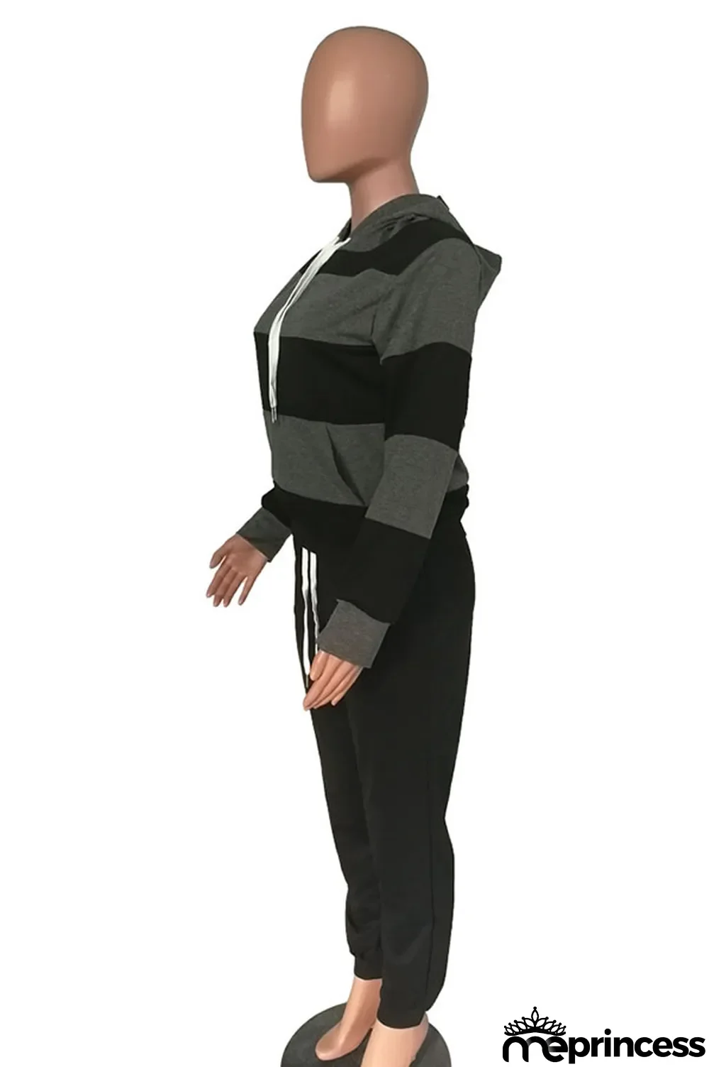 Red Polyester OL Striped Patchwork Print pencil Long Sleeve Two Pieces