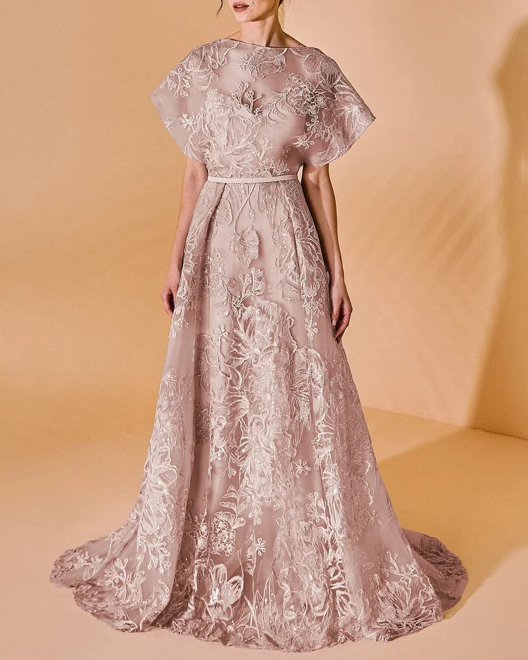 Cape Elegant Short Sleeve Dress