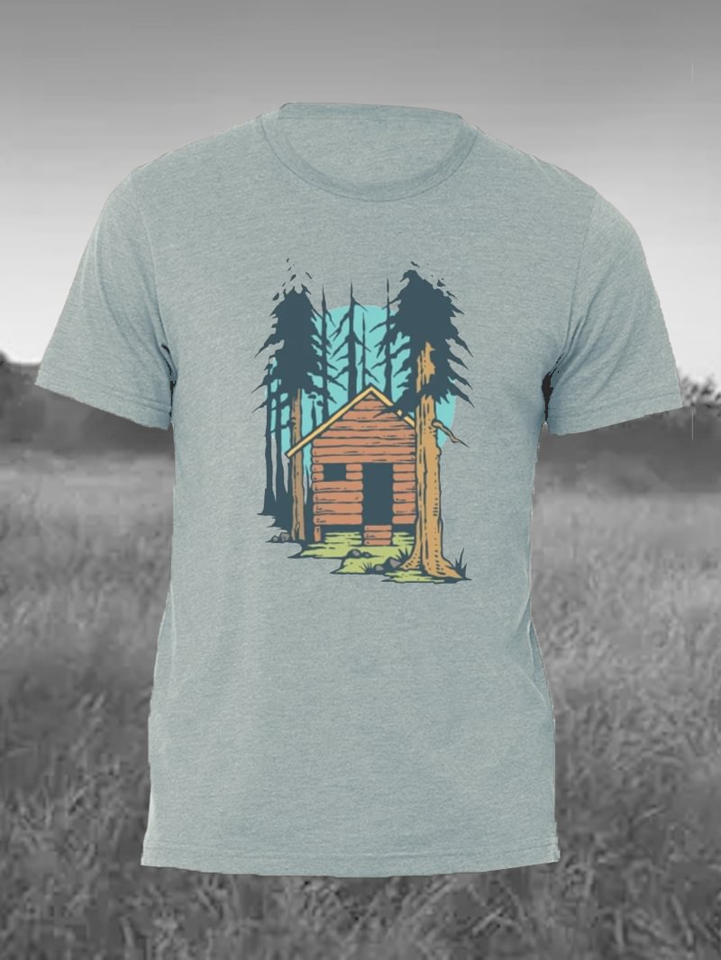 House In Woods Printed Men's T-Shirt in  mildstyles