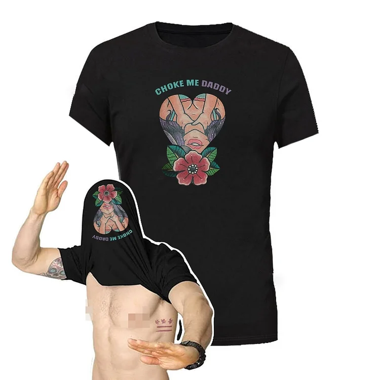 CHOKE ME DADDY Sexy Lady with Rose Double-Print Flip T-shirt